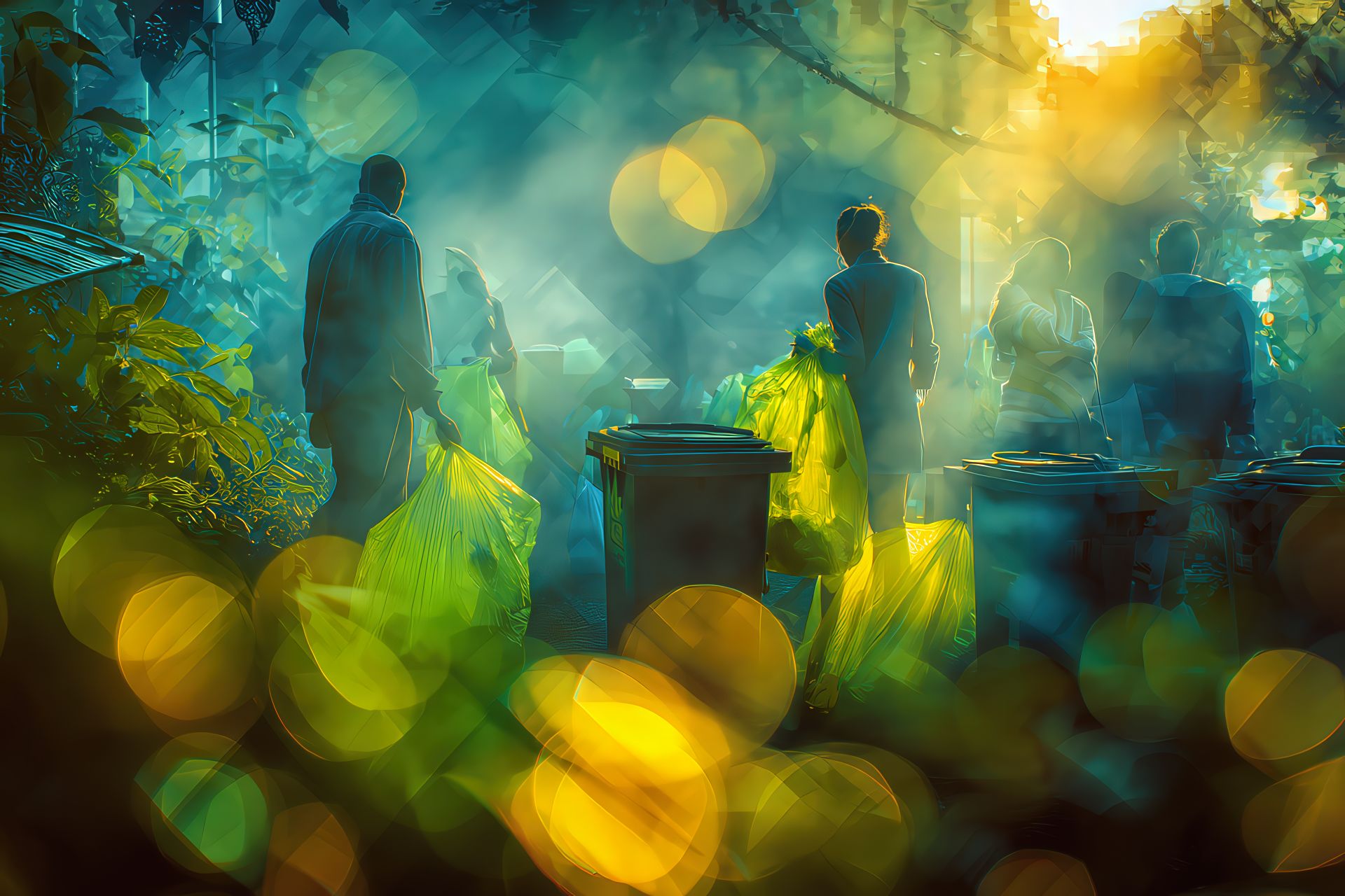 Persone che utilizzano sacchetti PratiPack compostabili in un contesto naturale